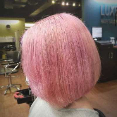Pink hair colour cut